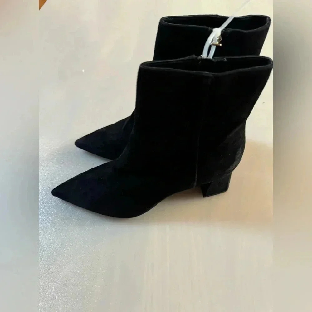 Agl Women Mimma Italian Fine Black Suede Dressy Office Pointy Boots 7.5 Us/37.5
